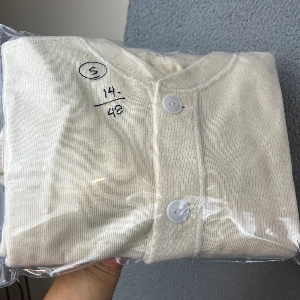 Vintage 1951 US Army M-1950 Winter Undershirt Henley Wool Cotton Cream Small